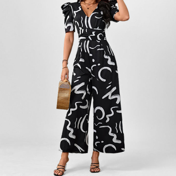 Damen Eleganter Jumpsuit mit stilvollem grafischen Muster Drune