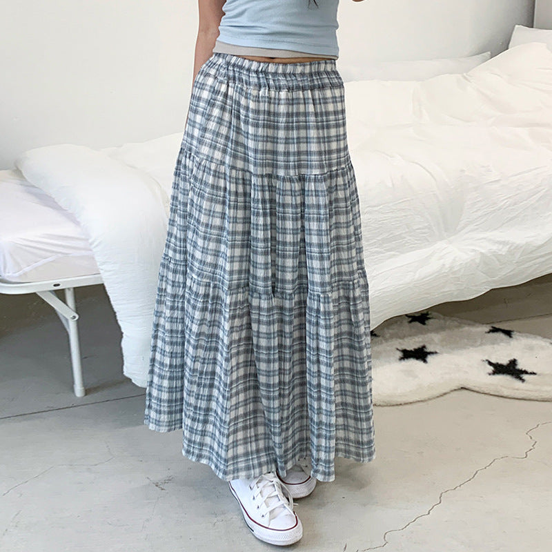 Damen Maxirock mit kariertem Design und gestuftem Schnitt Drune