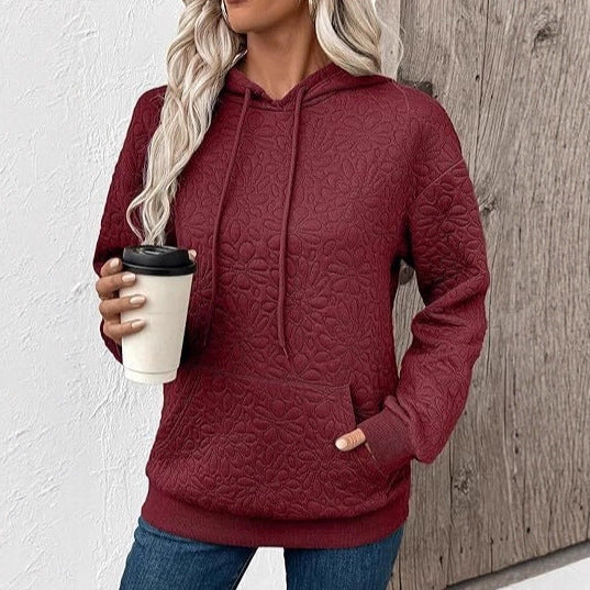 Damen modischer Sweatshirt mit strukturiertem Blumenmuster Drune