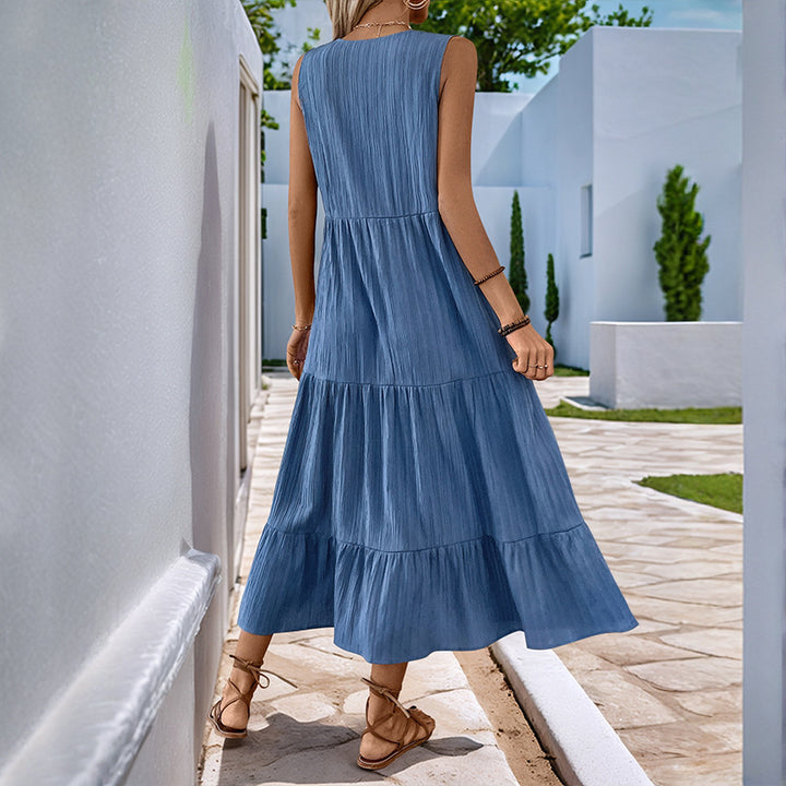 Damen elegantes Maxikleid mit Knopfleiste und lässigem Schnitt Drune