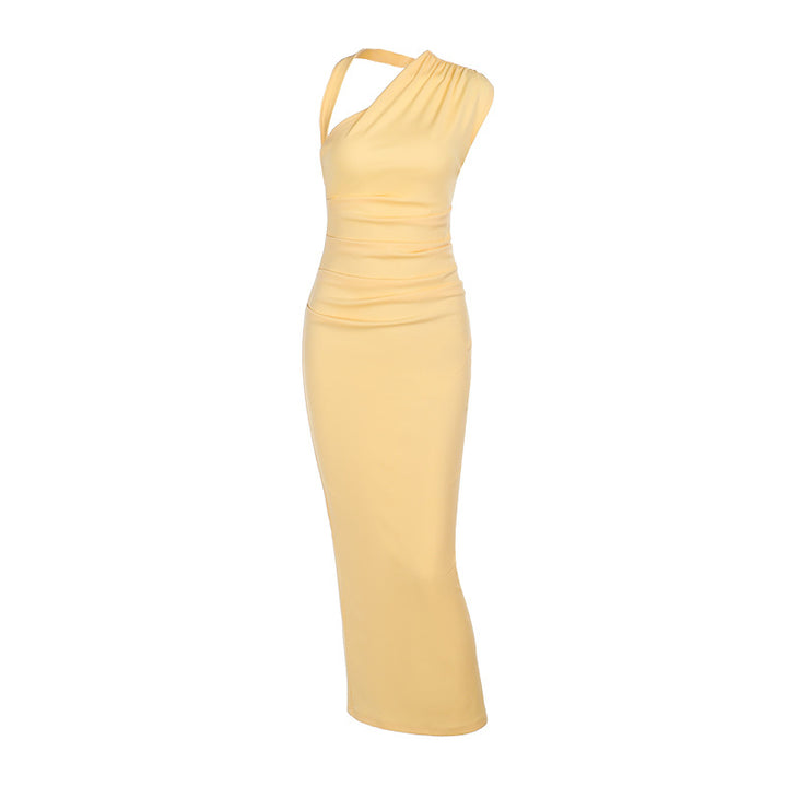 Damen Elegantes wickelbares Abendkleid mit asymmetrischem Halterdesign und figurbetontem Schnitt Drune