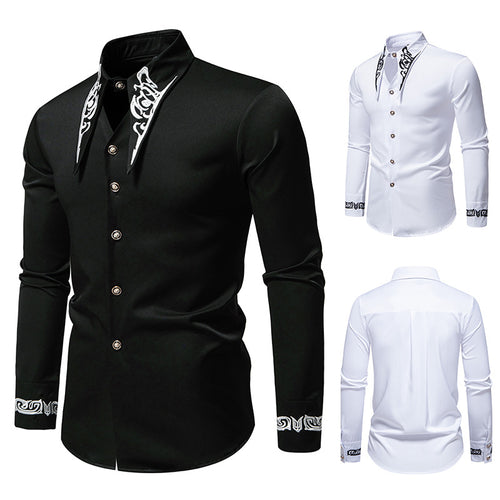 Herren Elegantes Besticktes Button-Up Hemd Drune