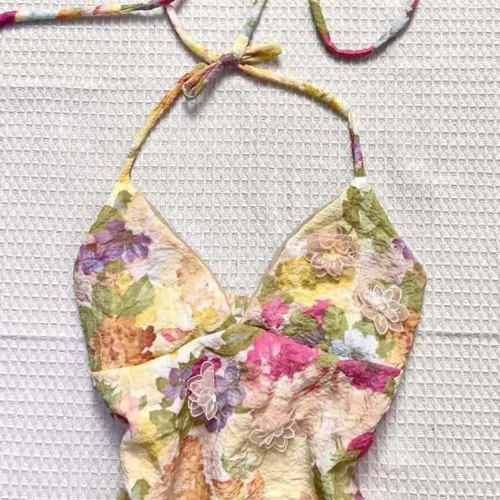 Damen Verspielt bedrucktes Chiffon-Oberteil Drune