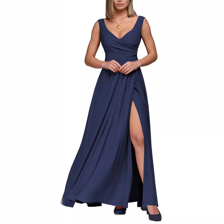 Damen Maxikleid mit fließendem Schnitt und eleganten Drapierungen Drune