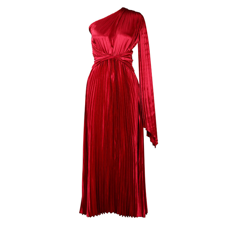 Damen Maxikleid mit eleganter asymmetrischer Drapierung und taillierter Wickeloptik Drune