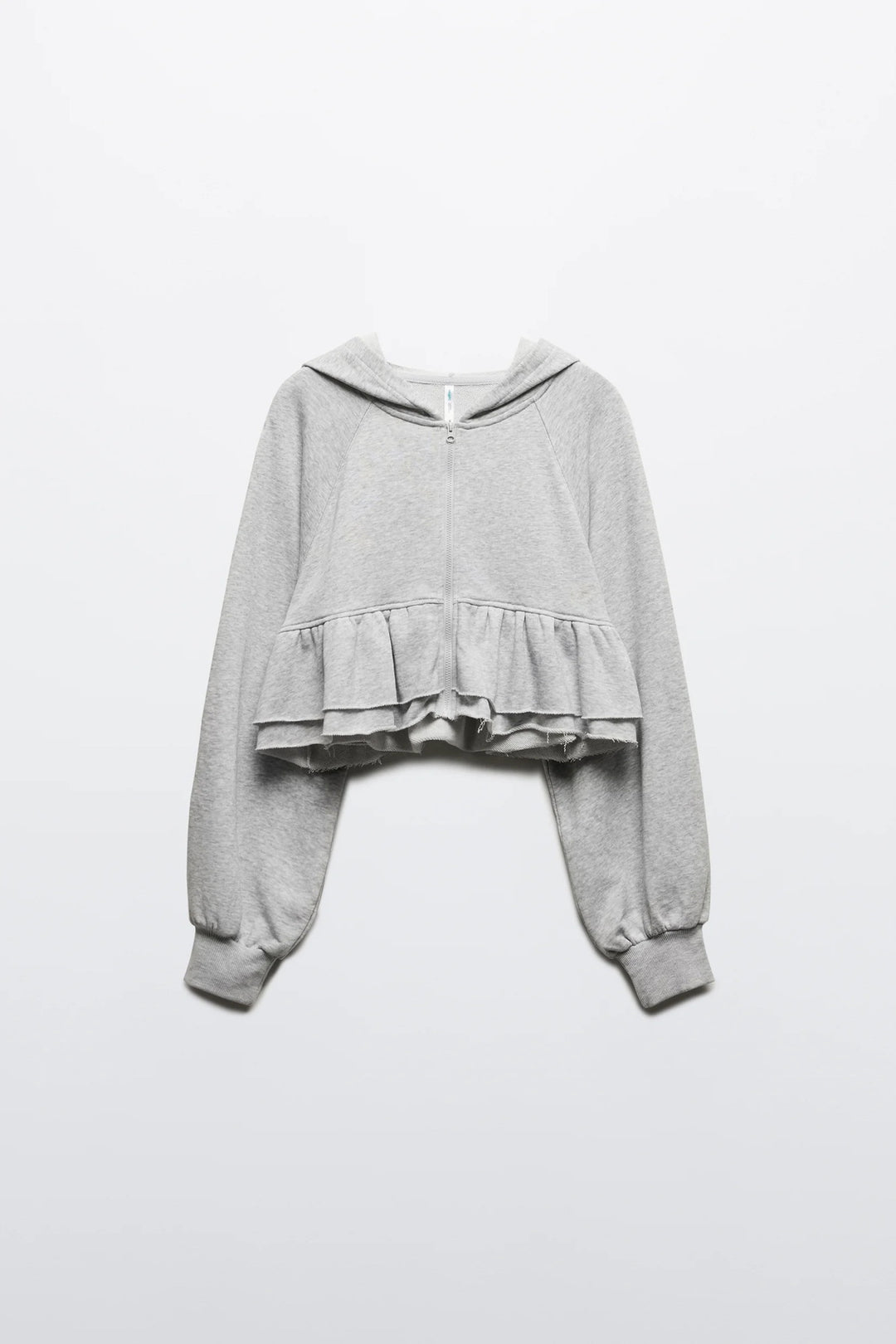 Damen cropped Kapuzenjacke mit verspieltem Rüschendesign Drune