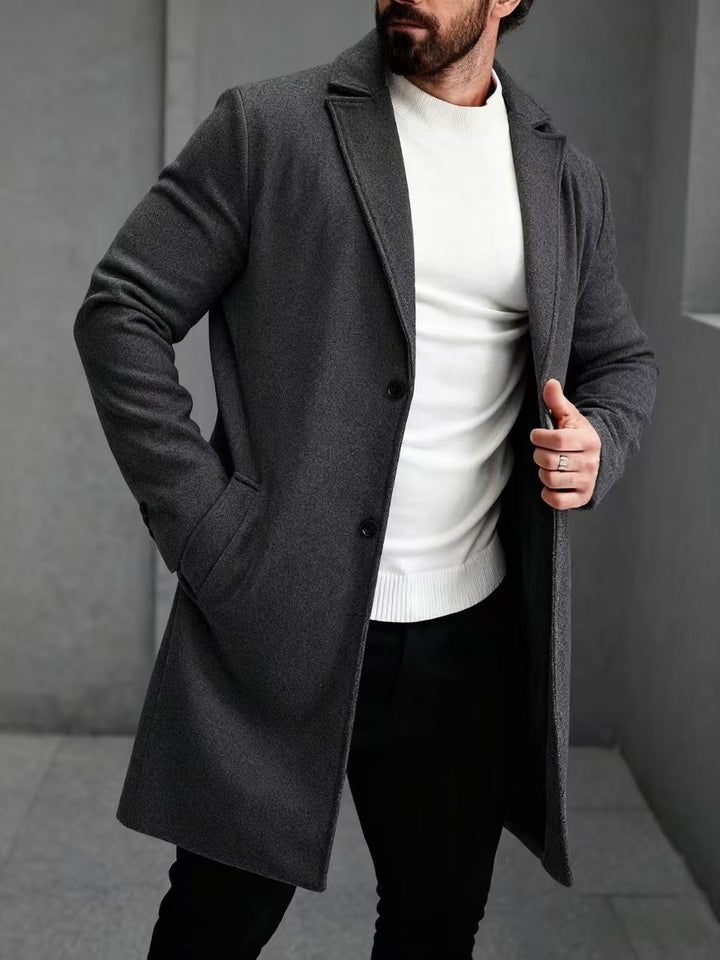 Herren eleganter Wollmantel mit schmaler Silhouette Drune