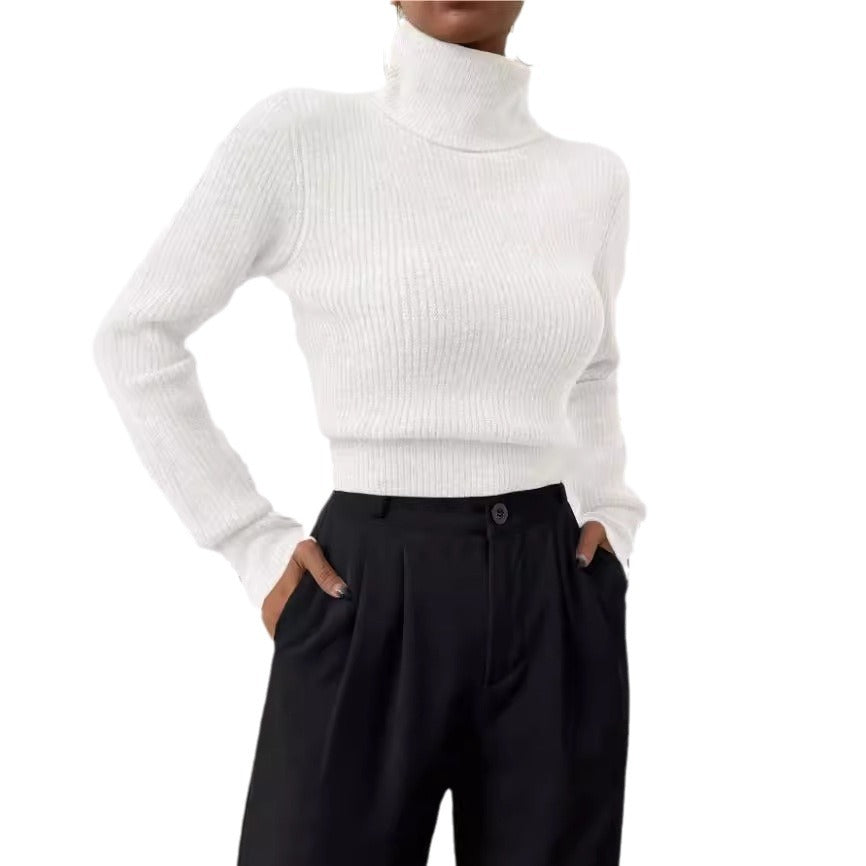Damen Rippstrickpullover mit hohem Kragen und lässiger Passform Drune