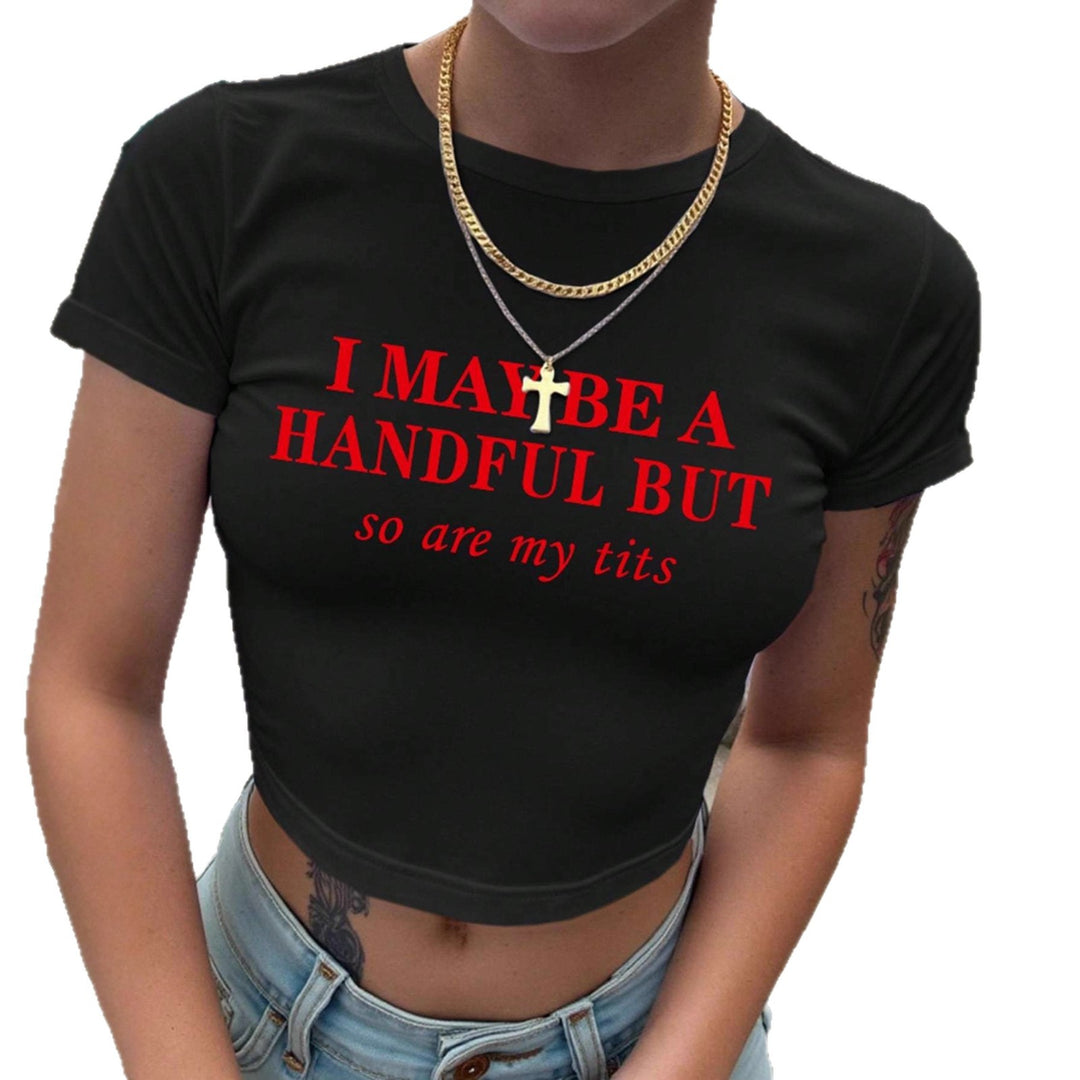 Damen Crop-T-Shirt mit witzigem Schriftzug Drune