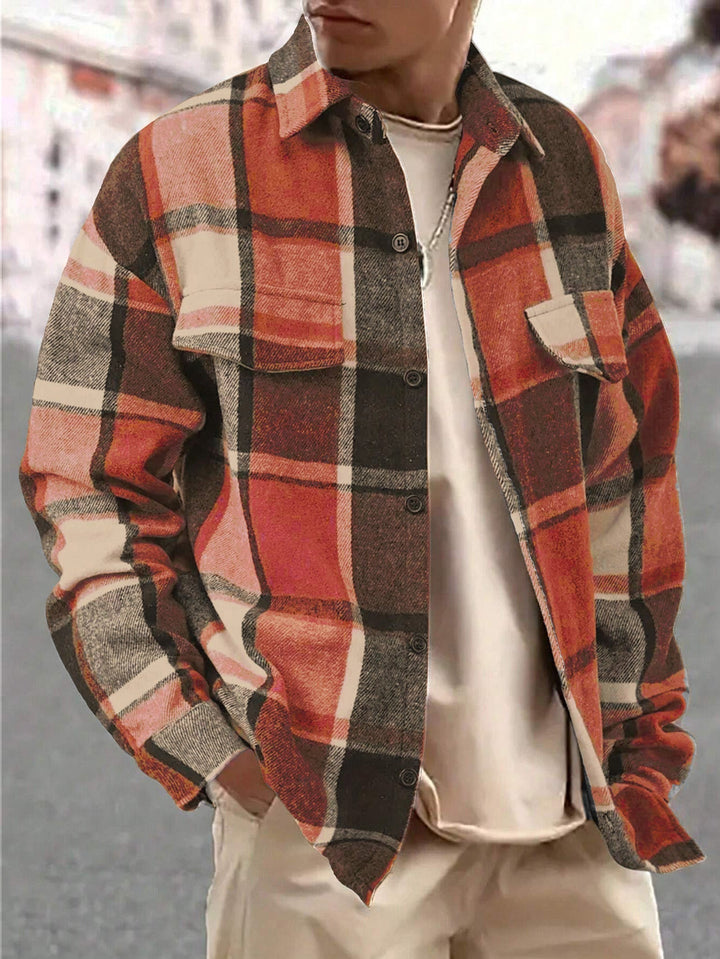 Herren nan weite Karo-Hemdenjacke aus weichem Flanell mit aufgesetzten Brusttaschen Drune