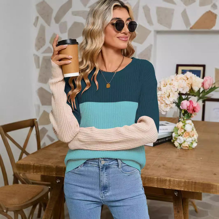 Damen Strickpullover im modischen Farbblockdesign Drune