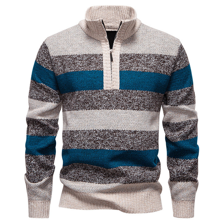 Herren lässiger Pullover mit modernem Stehkragen und Halbreißverschluss Drune