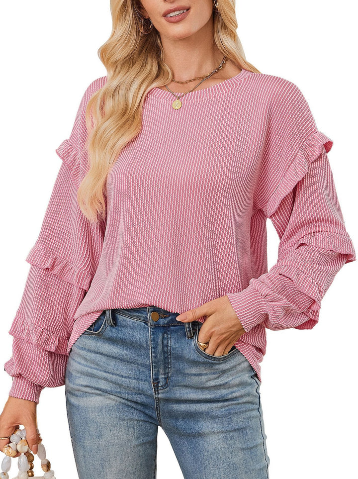 Damen Elegantes Sweatshirt mit Rüsche Drune