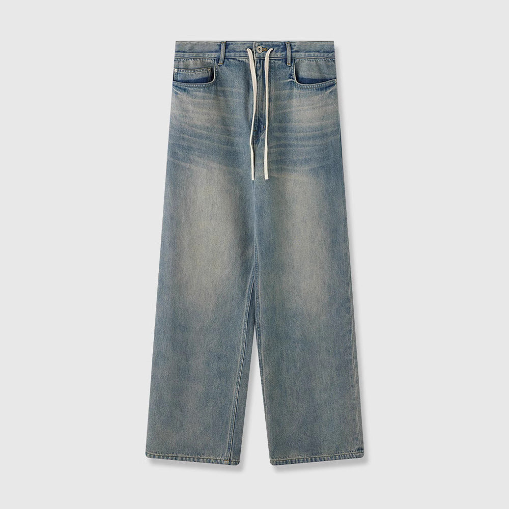 Damen moderne, weite Jeans mit hohem Bund Drune