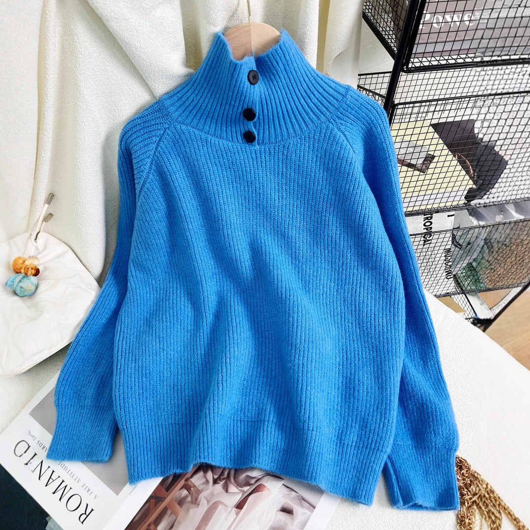 Damen warmer Rollkragenpullover aus weichem Strickmaterial Drune