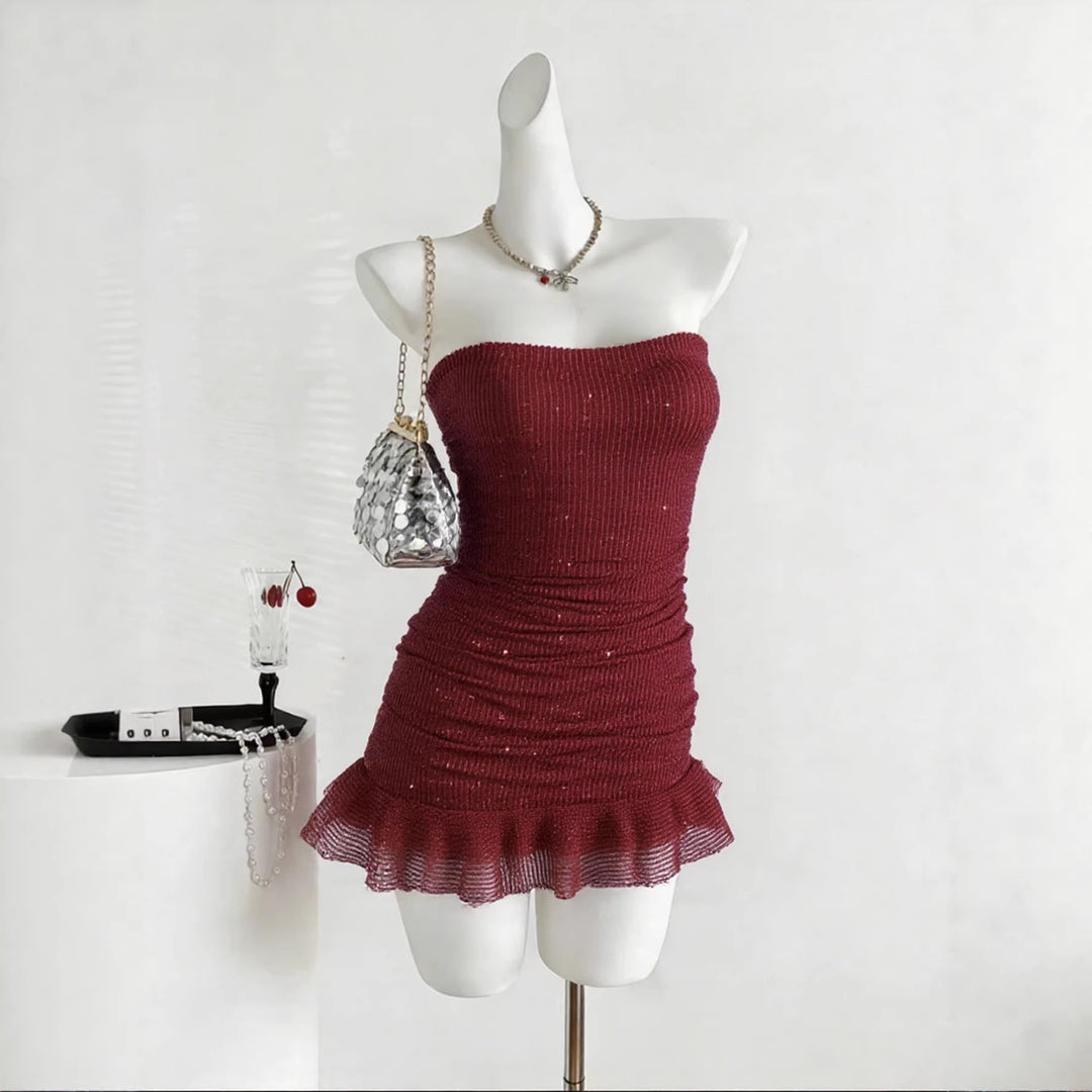 Damen Glamouröses Pailletten Kleid Drune