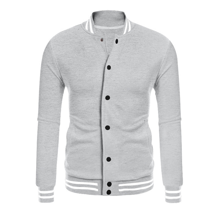 Herren nan College-Bomberjacke im Varsity-Stil mit Druckknopfleiste und gerippten Bündchen Drune