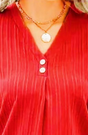 Damen V-Ausschnitt Bluse mit feinen Streifen und Knopfdetails Drune