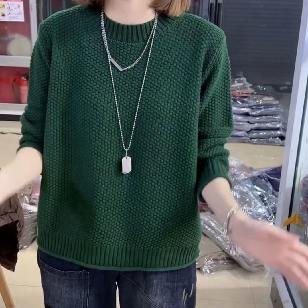 Damen lässiger Strickpullover mit strukturierter Oberfläche und weitem Schnitt Drune