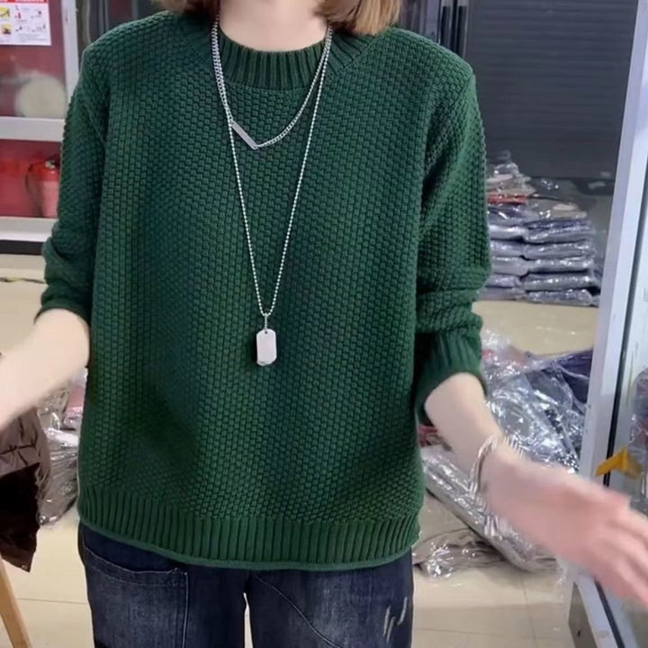 Damen lässiger Strickpullover mit strukturierter Oberfläche und weitem Schnitt Drune