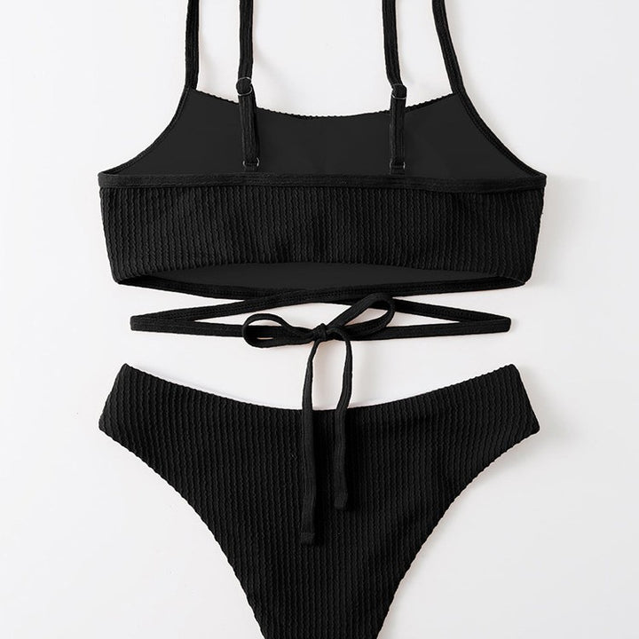 Damen Triangel-Bikini-Set mit verstellbaren Trägern und schnürbarem Detail Drune