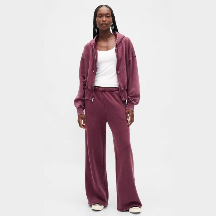 Damen lässiges Freizeit-Set mit Kapuzenjacke und weitem Jogginghose Drune