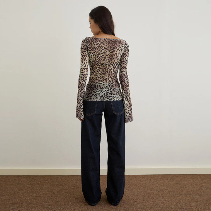 Damen Langarmshirt mit transparenten Tiermuster Drune