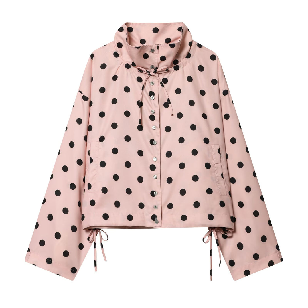 Damen nan Cropped-Anorak mit Stehkragen, Tunnelzugsaum und Druckknopfleiste Drune