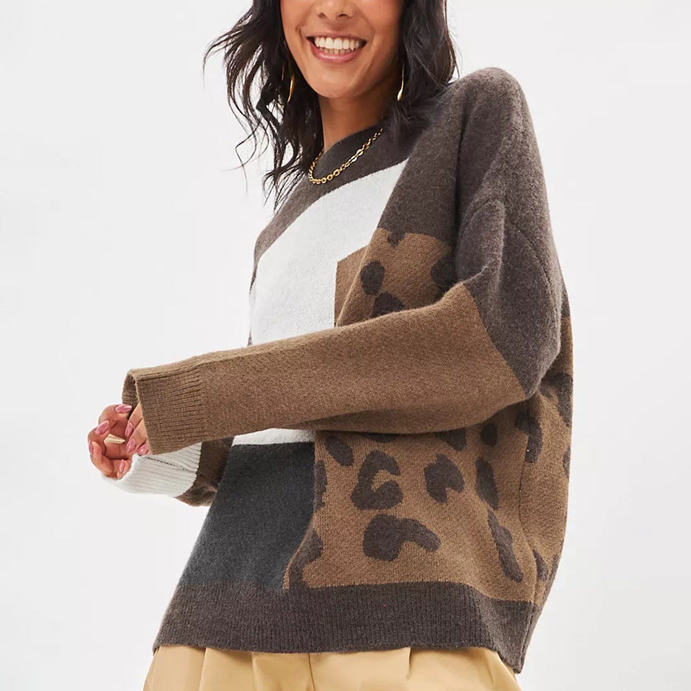 Damen Modischer Pullover mit graphischem Muster und angeschnittenen Ärmeln Drune