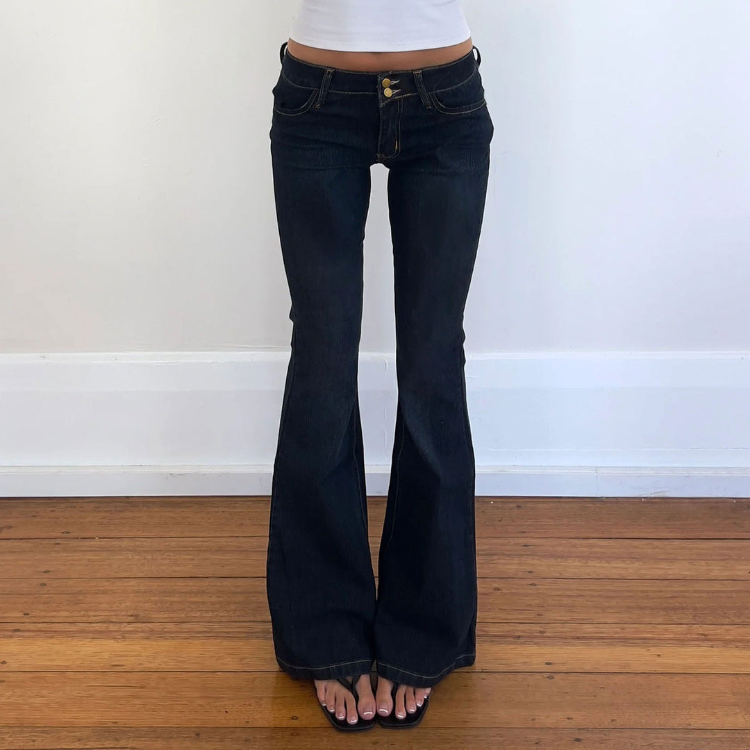 Damen Bootcut Jeans mit hohem Taillenbund und eleganter Nahtführung Drune