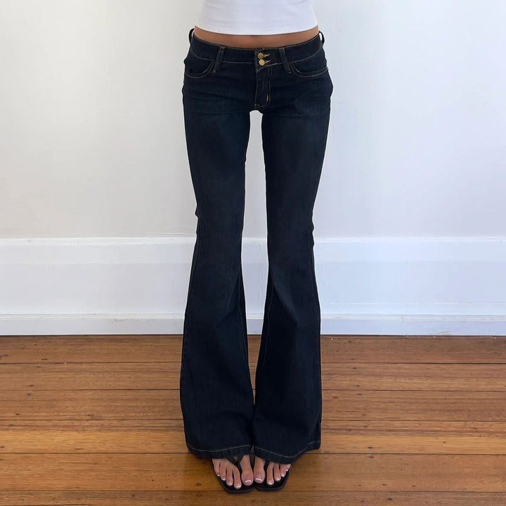 Damen Bootcut Jeans mit hohem Taillenbund und eleganter Nahtführung Drune