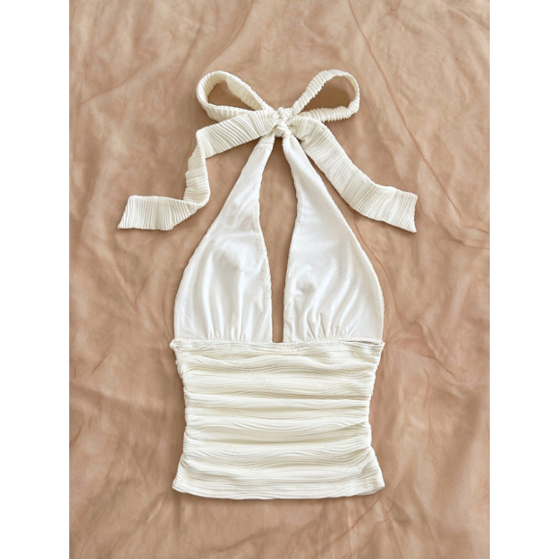 Damen Hochflexibles Crop-Top mit nahtlosem Design und Rüschen Drune