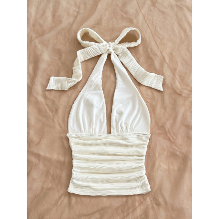 Damen Hochflexibles Crop-Top mit nahtlosem Design und Rüschen Drune