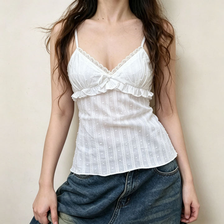 Damen Spaghetti-Trägertop mit Rüschendetails und floralem Muster Drune