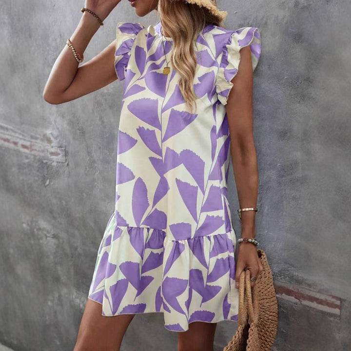 Damen Sommerkleid mit Rüschendetails und floralem Muster Drune