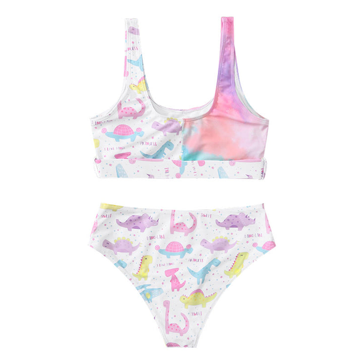 Damen Bunte Dinosaurier-Print Bikini-Set Drune