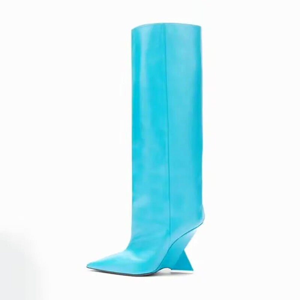 Damen kniehohe Stiletto-Stiefel mit skulpturellem Design Drune