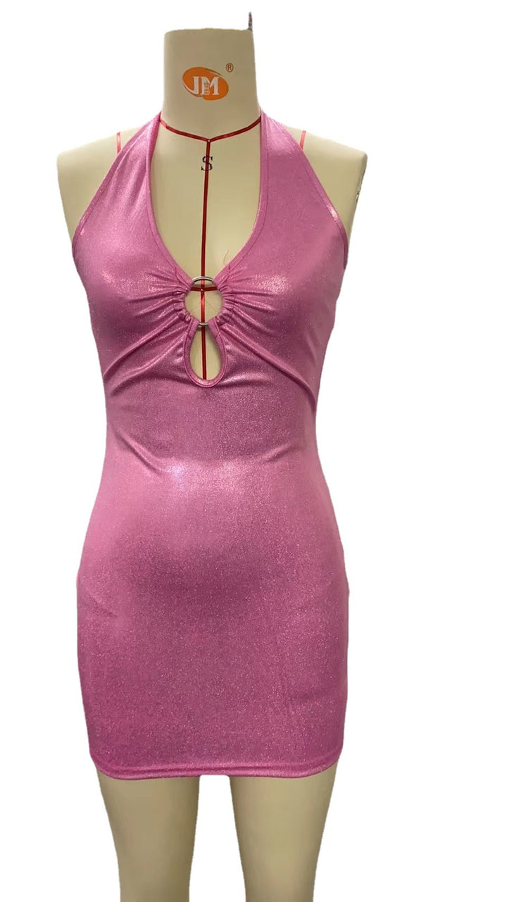 Damen figurbetontes Mini Kleid mit dehnbarem Glitzerstoff Drune