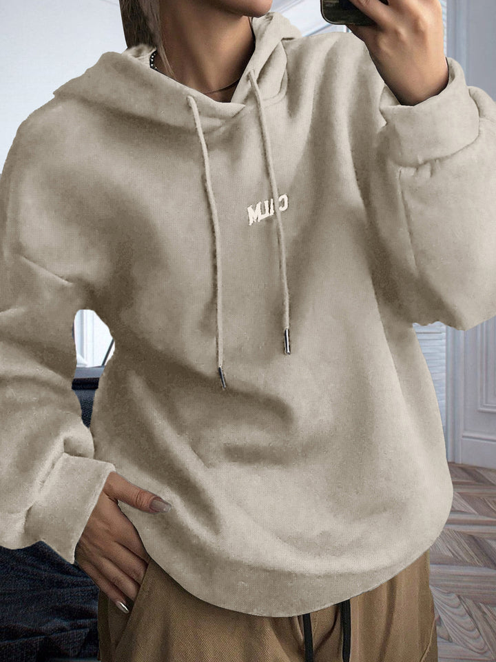 Damen Kapuzenpullover mit motivierendem Schriftzug und bequemer Passform Drune