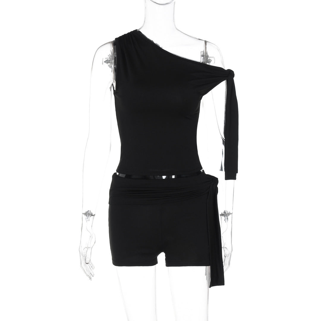 Damen Modisches Oberteil mit asymmetrischem Schnitt und Chiffon-Material Drune