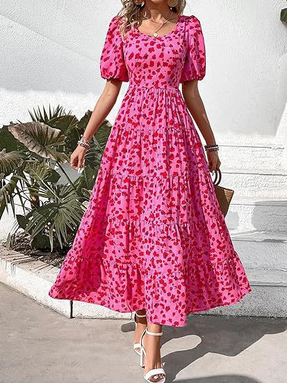 Damen Maxikleid mit Rüschendesign und floralem Muster Drune