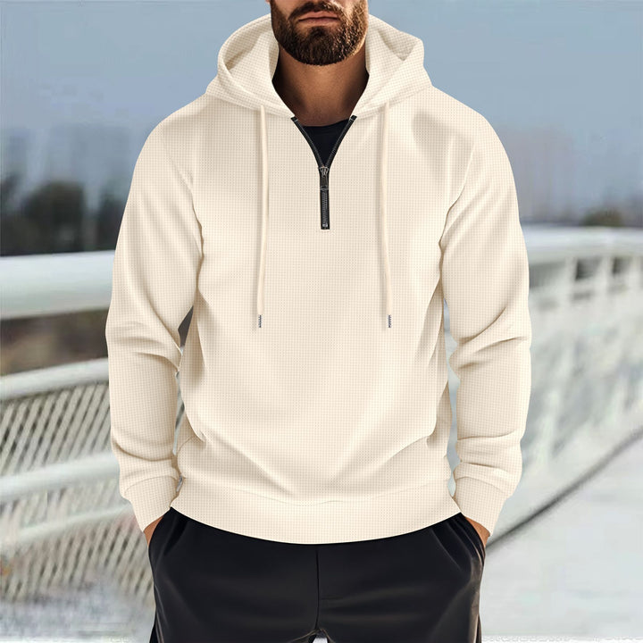 Herren nan Kapuzenpullover mit halbem Reißverschluss und feiner Waffelstruktur Drune