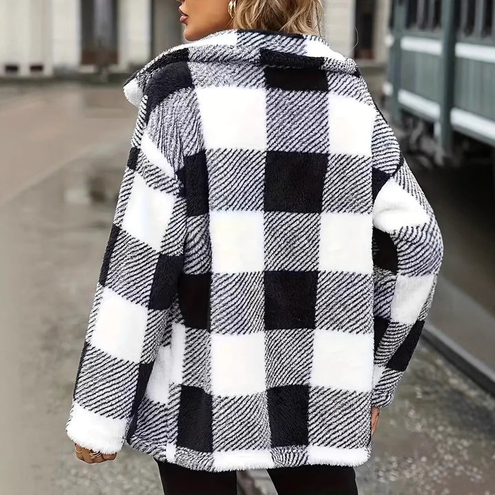 Damen Kuschelige Fleecejacke mit individuellen Karomuster Drune