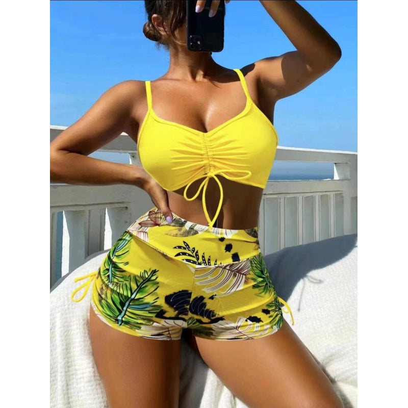 Damen Bikini-Set mit verstellbaren Trägern und floralem Volant Drune