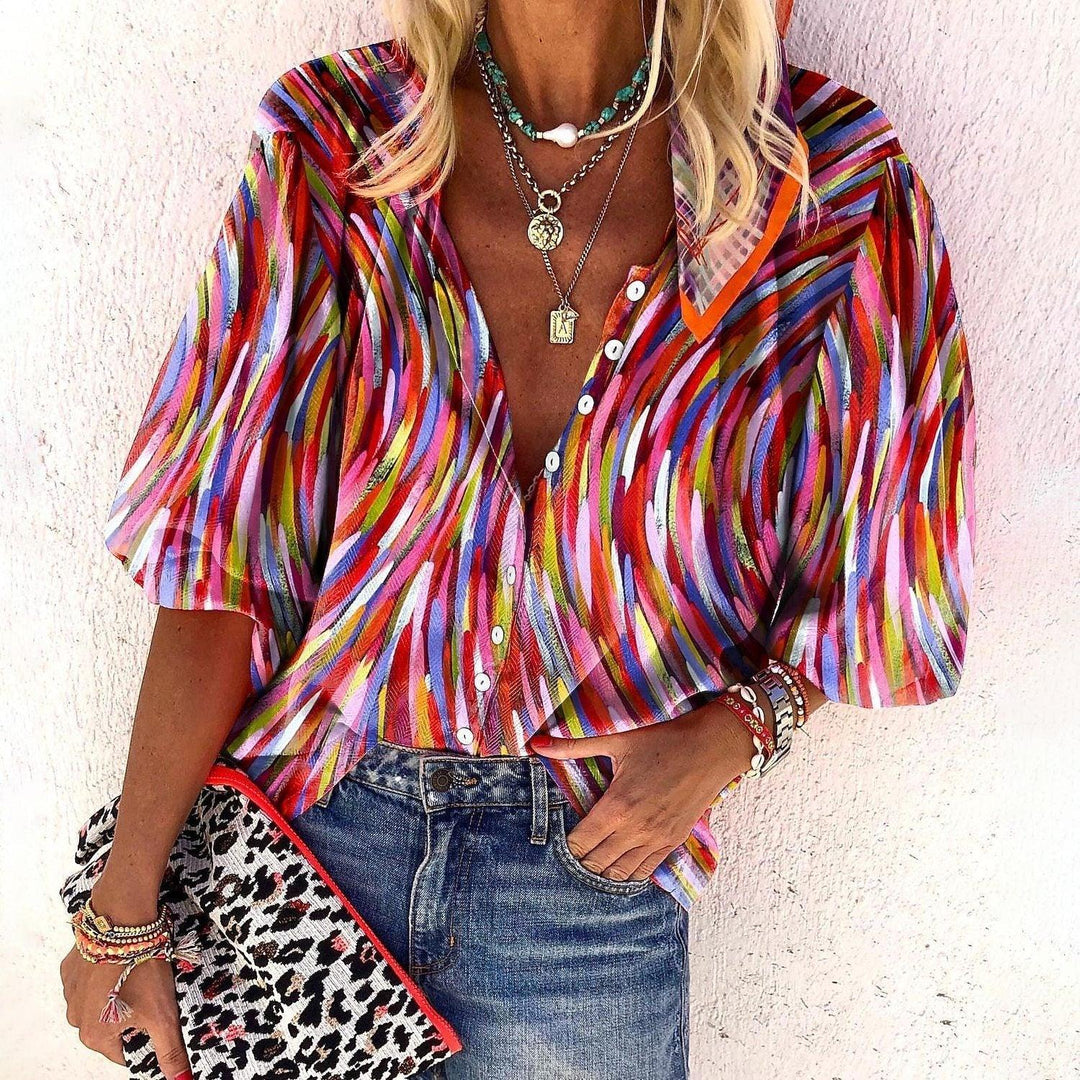 Drune | Spitzenbestickte Boho Langarm Tunika Bluse