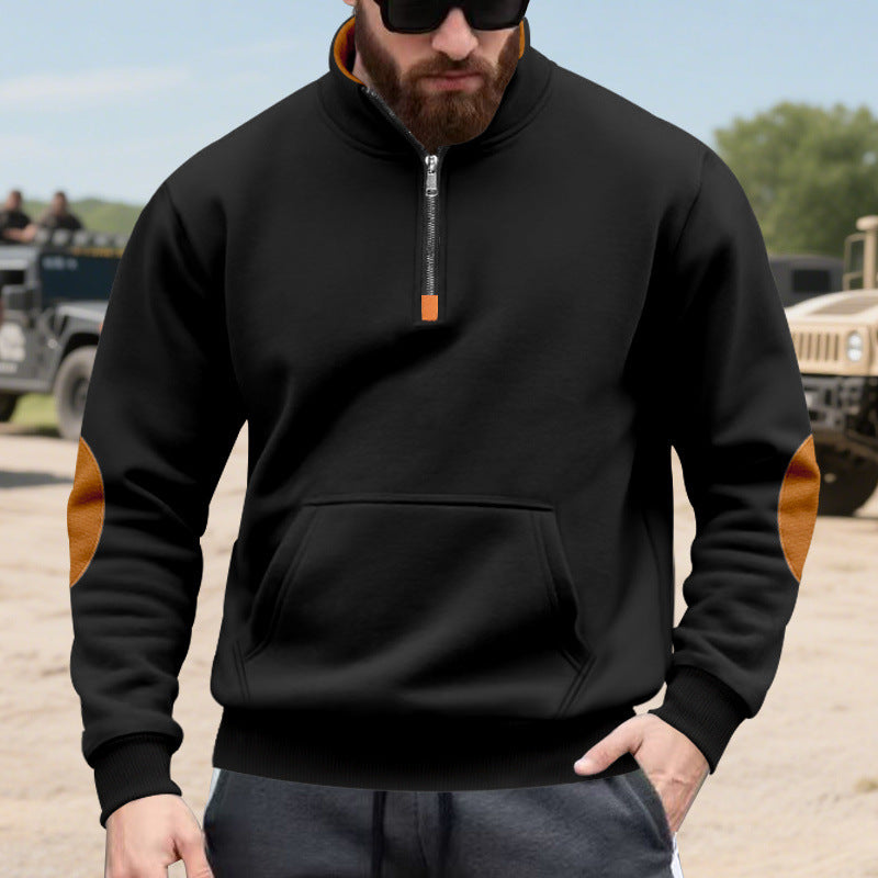 Herren sportlicher Pullover mit halbem Reißverschluss und praktischem Kängurutasche Drune