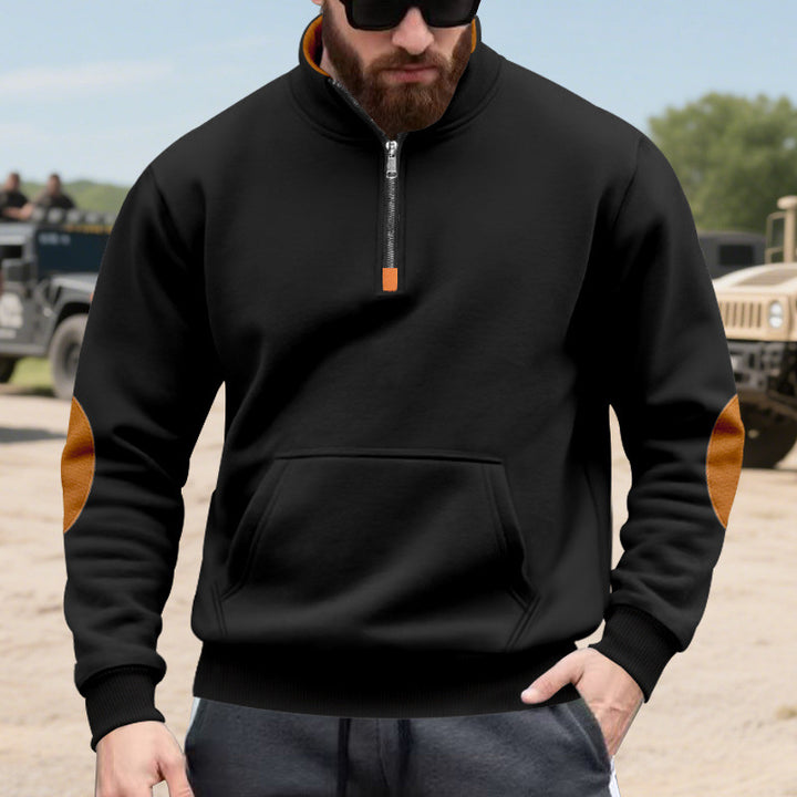 Herren sportlicher Pullover mit halbem Reißverschluss und praktischem Kängurutasche Drune
