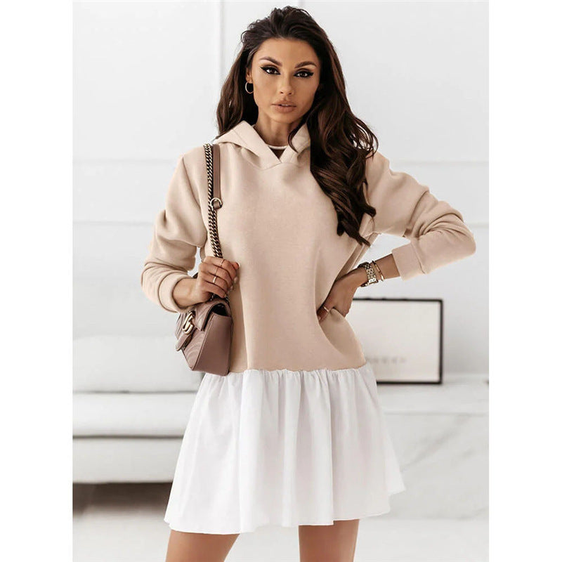 Damen lässiges Sweatkleid mit Kapuze Drune