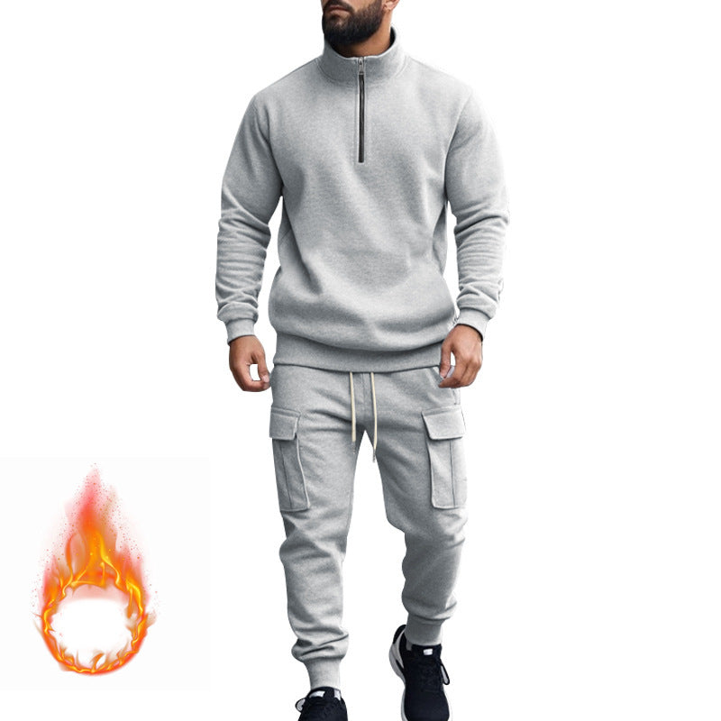 Herren nan sportlicher Cargo-Jogginganzug mit Troyerkragen Drune