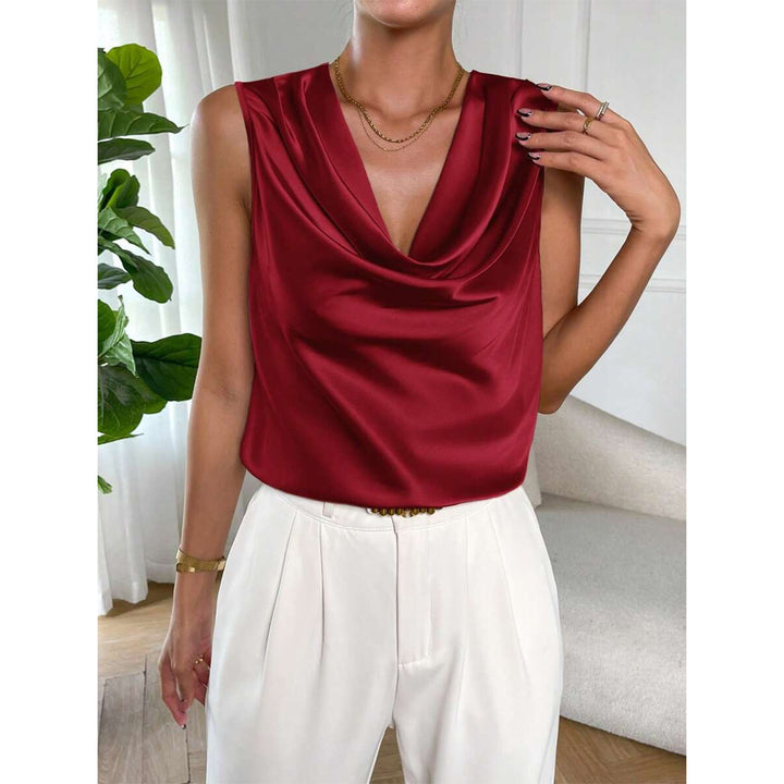 Damen Top mit tiefem Rundhalsausschnitt und eleganter Drapierung Drune